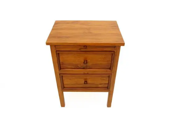 2 Drawer Teak Bedside Table with Writing Shelf - Image 3