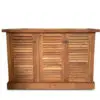 Wooden cabinet with louvered doors.