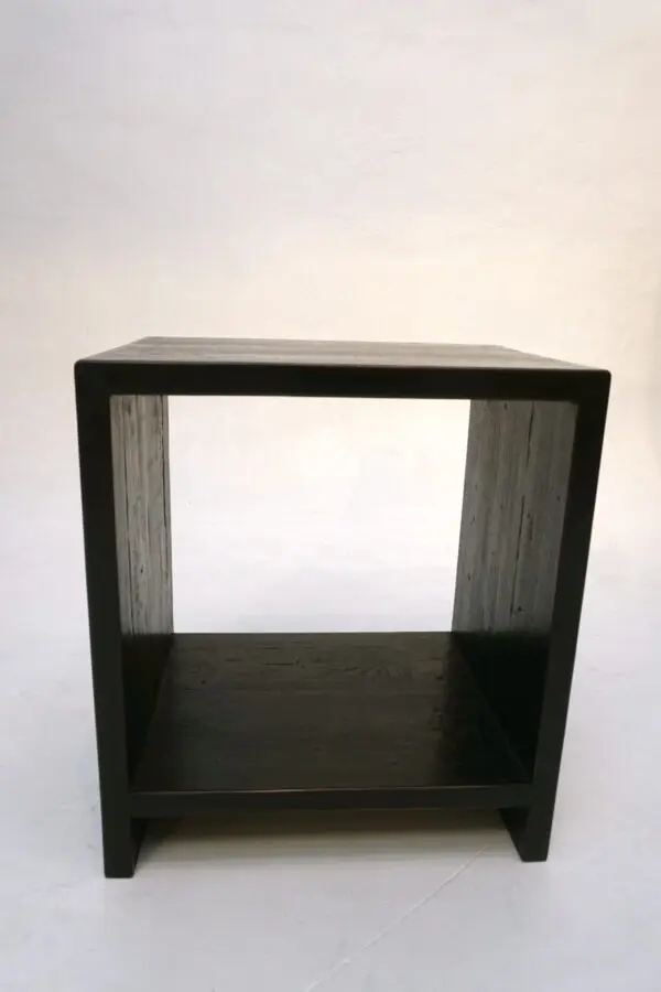 Minimalist black wooden side table.