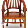 Wooden armchair with a curved backrest.