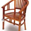 Wooden armchair with slatted backrest.