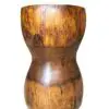 Wooden drum with a smooth, curved shape.