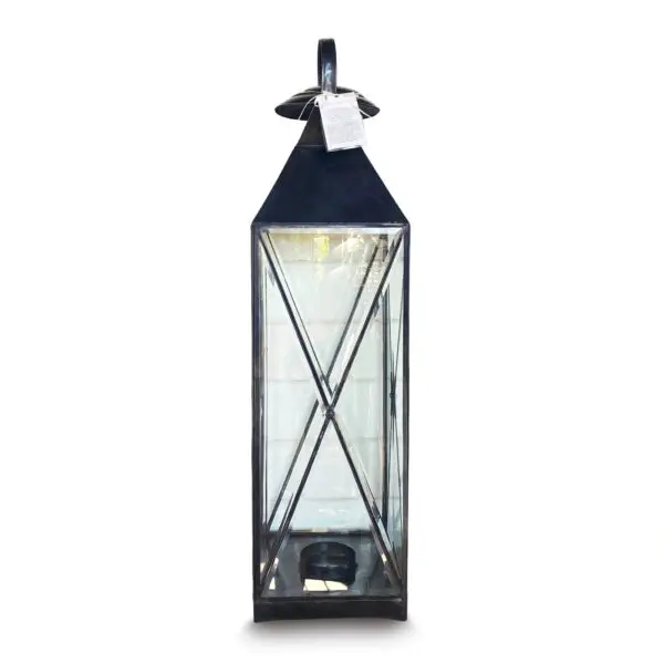 Black and transparent geometric lantern design.