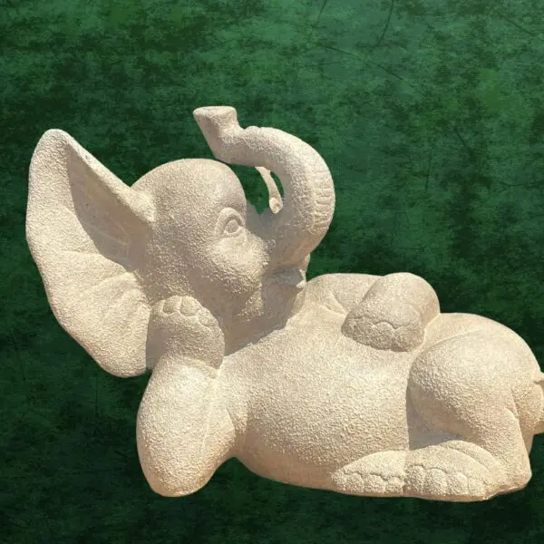 Stone Sitting Elephant Statue - Image 4