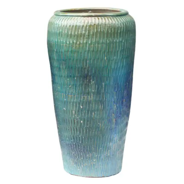 Textured turquoise decorative vase.