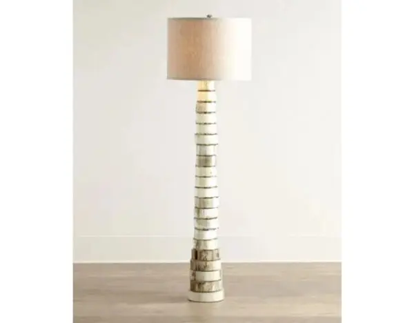 A lamp that is made of many different materials.