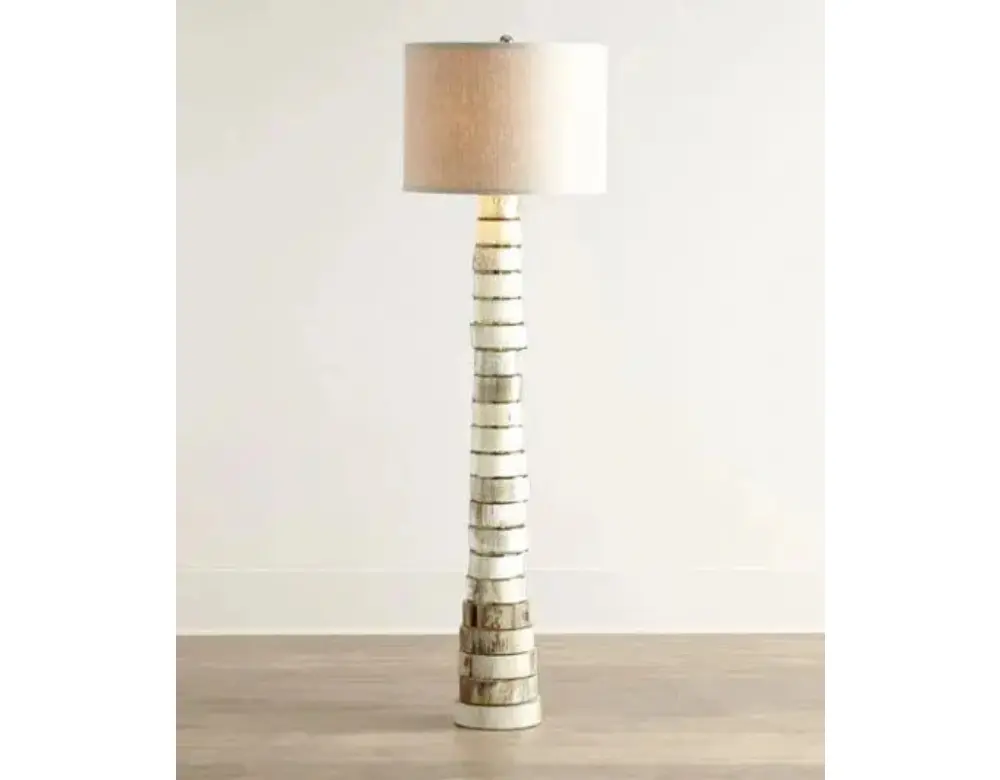 A lamp that is made of many different materials.