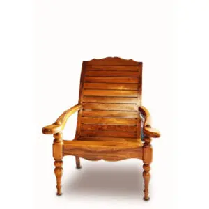 A wooden chair with arms and legs.