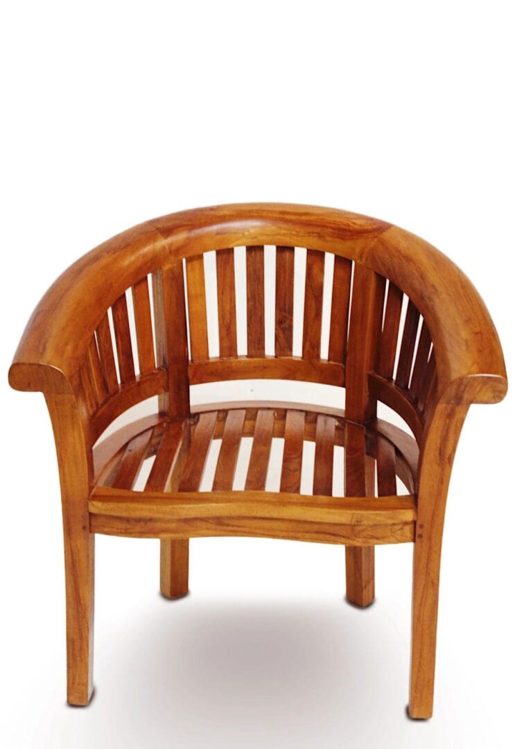 A wooden chair with no arms and no legs.